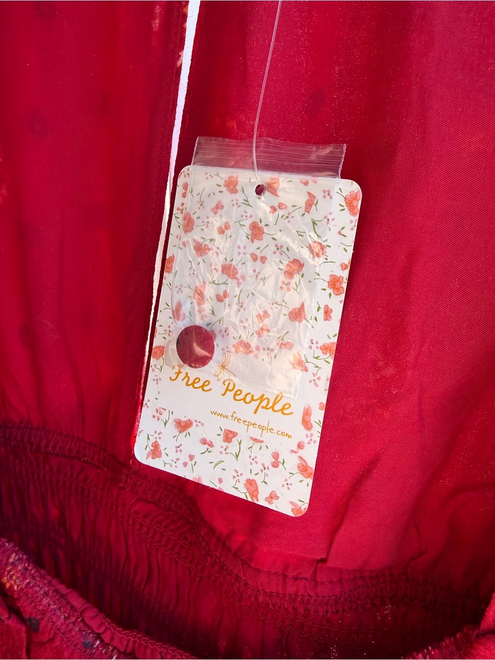 🆕🌹Free People Ruby Combo Smocked Mini Dress Boho Long Sleeve Red Floral XL Chic - Picture 14 of 17